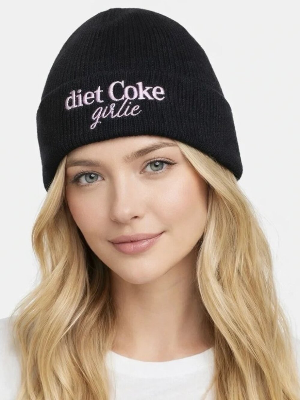 DIET COKE GIRLIE Women's Black Knit Beanie - NEW NWT